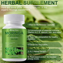 Organic Moringa Leaf Oil Capsule 5,000mg for Immune,Metabolism Support 60Capsule