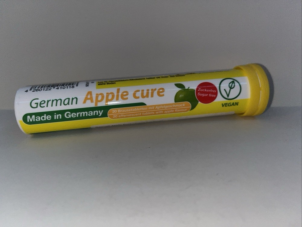 T&D German Apple Cure Effervescent Tablets 20 Count Apple Flavor Exp 5/28
