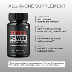 (2 Pack) Steel Power Advanced Performance Supplement, Steel Power (120 Capsules)