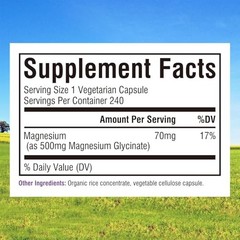 Magnesium Glycinate 500mg 240 Capsules Supplement
