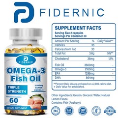 Triple Strength Omega-3 Fish Oil, 2500mg Support Heart, Brain & Joint Health