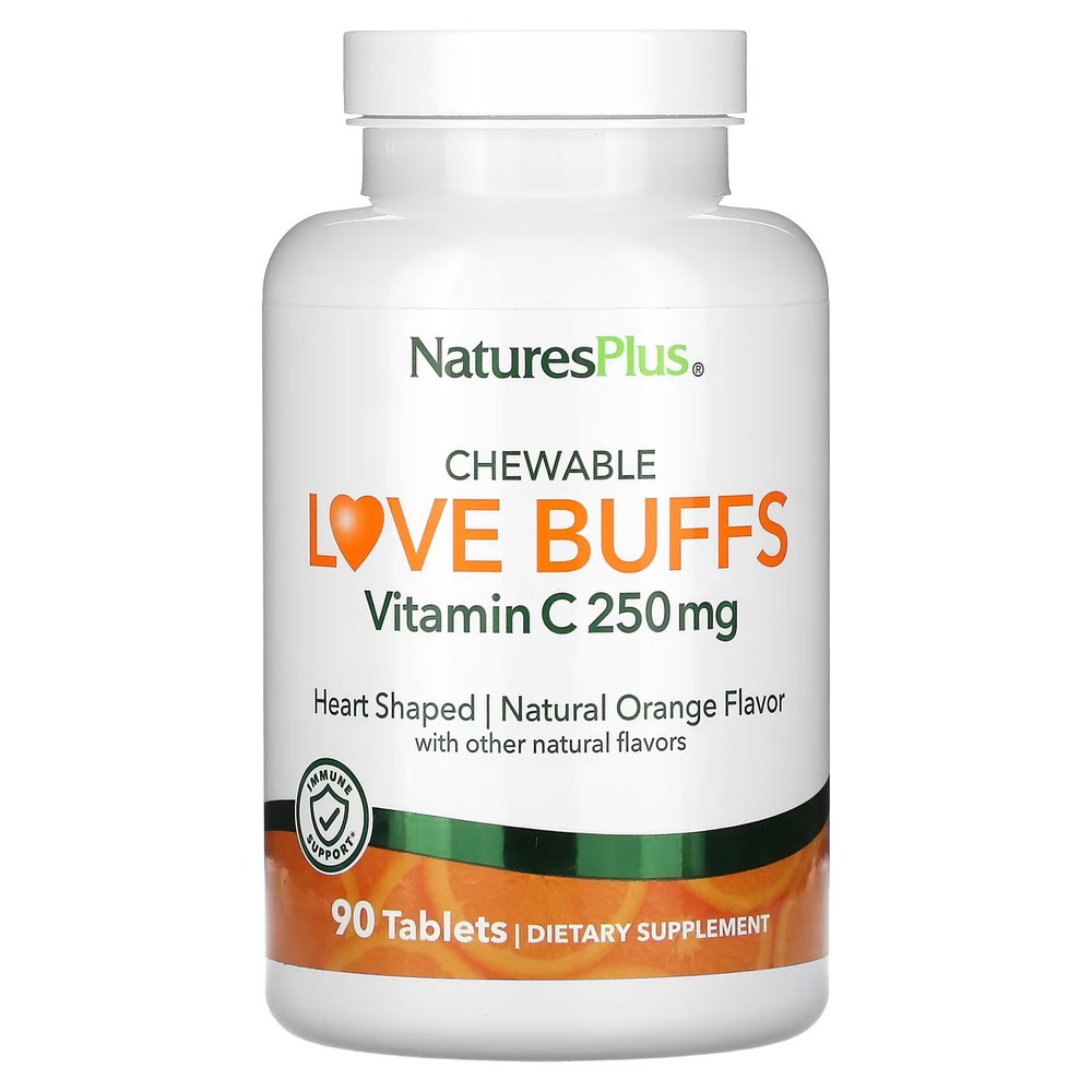 2 X NaturesPlus, Chewable Love Buffs, Vitamin C, Natural Orange , 250 mg, 90 Tab