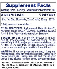 Zinc Lozenges Immune & Antioxidant Support – Orange Flavored, 100 Lozenges