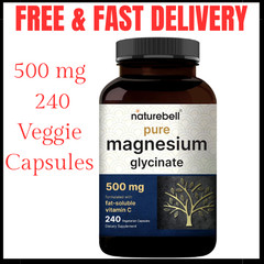 NatureBell Magnesium Glycinate Capsules 500mg | 240 Count (Pack of 1)
