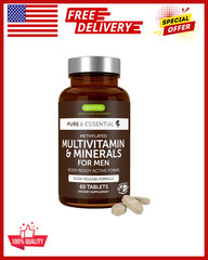 Men’s Multivitamin, Methylated B-Vitamins, Clean Label & Vegan, High Strength Fo
