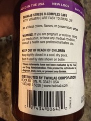 Twinlab Stress B-Complex Caps 100 Capsules No Artificial Colors, Yeast-Free