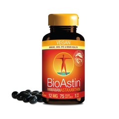 Nutrex Hawaii BioAstin Hawaiian Astaxanthin – Vegan – 12mg High Potency, 75 gels