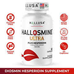 Hallosmine Ultra Diosmin | Leg circulation support & Veins supplements | 60 ct
