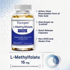 L-Methylfolate Capsules Enhance Memory & Focus,Balanced Mood,Brain& Heart Health
