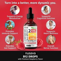 2-PC Nusava Vitamin B complex – B 12, B 6 & B 1 + Niacin & Folate – Double pack