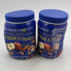 2 Bottles Balance Of Nature Fiber & Spice Dietary Supplement 14oz MFG 24 Sealed