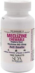 Meclizine HCL 25 mg 1000 Chewable Tabs 25 Mg