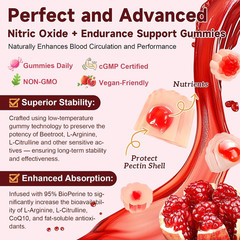 Nitric Oixde Booster Beet Root Gummies with L-Arginine, L-Citrulline, Grape Seed