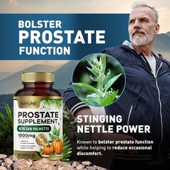 Prostate Health Supplement for Men – 120 Capsules, Saw Palmetto & Nettle Extract