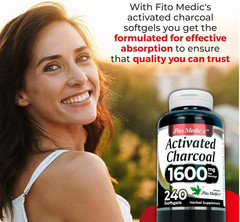 Activated Charcoal Vegan Capsules 1600mg 240 Absorbent Ultra high Absorption US