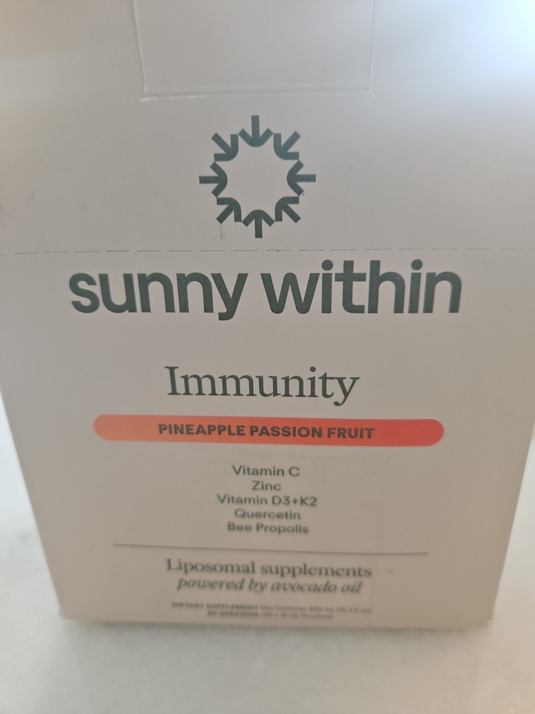 Sunny Within Immunity – 6-in-1 Liposomal Vitamin C Packets, Zinc, D3 + K2, 30 Pa