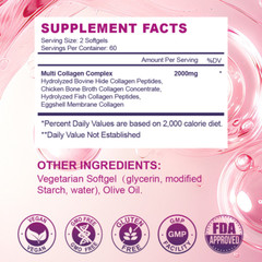 120pcs Multi Collagen Peptides 2000mg -Type I, II, III, V, X-Anti-Aging Collagen