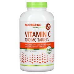 NutriBiotic Vitamin C 1000 mg 500 Vegan Tablets Hypoallergenic, No Artificial