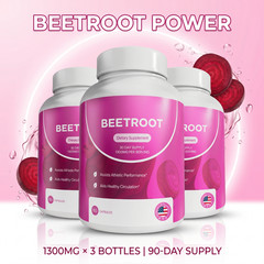 Rosabella Organic Beetroot 1300mg 3-Pk – Circulation & Vitality – 180ct