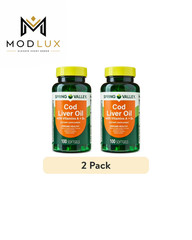 2 Pack Spring Valley Cod Liver Oil Vitamins A & D3 Supplement 100 Count