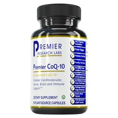Premier Research Labs CoQ10 100mg Ubiquinol, Red Algae, MCT Oil, 60 Capsules