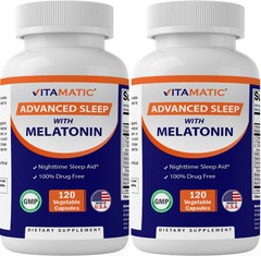 Vitamatic Advanced Sleep Aid with Melatonin – 120 Vegie Capsules -2 Pack