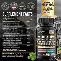 Zoyava Shilajit Ashwagandha Rhodiola Panax Ginseng Veggie Caps 60