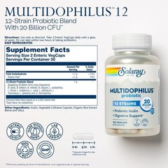 Solaray Multidophilus 12 Strain Probiotic 100 Vegetarian Capsules Each (Pack 2)