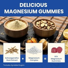 NEW 3PACK Magnesium Gummies 14-in-1 by VEV for Relaxation & Sleep