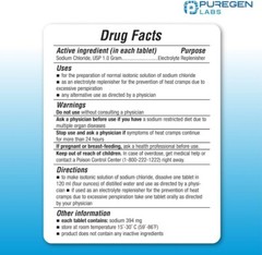 Puregen Sodium Chloride Tablets Normal Salt 1 GM (1000 mg) 100 Tablets Pack of 3