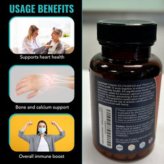 Vitamin D3 K2 Supplement Softgels with D3 & K2 Vitamin 10,000 IU w/120 Softgels