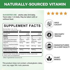 Organic Vitamin D3 10000 IU K2 Liquid w/ Vegan Omega-3 & Coconut MCT Oil