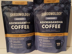 2 Shroomology™ Half Caff Ashwagandha Coffee Dark Roast 5 Oz Non GMO, Vegan