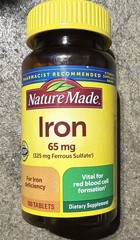 Nature Made Iron 65 mg 325 mg Ferrous Sulfate 175 Tablets Exp 01/2029