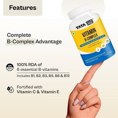 Tata 1mg Vitamin B Complex Capsules with, B1,B2,B3,B5,B6,Biotin (Pack of 60)