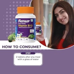 FAST&UP Plant Based B12 60 Tablets Methylcobalamin Vegan Organic Free Ship