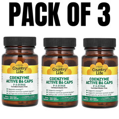 Country Life Coenzyme Active B6 (P-5-P) – 30 Veggie Capsules – Pack of 3