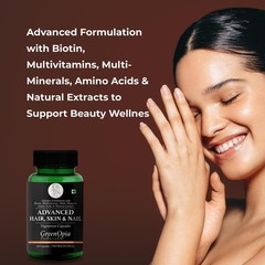 3 Pack Green.opia Biotin 500mg Hair Skin Nails 60 Veg Caps