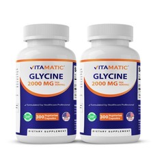Vitamatic Glycine Supplement, 2000mg Per Serving, 300 Count, Non-GMO, Glutenfree