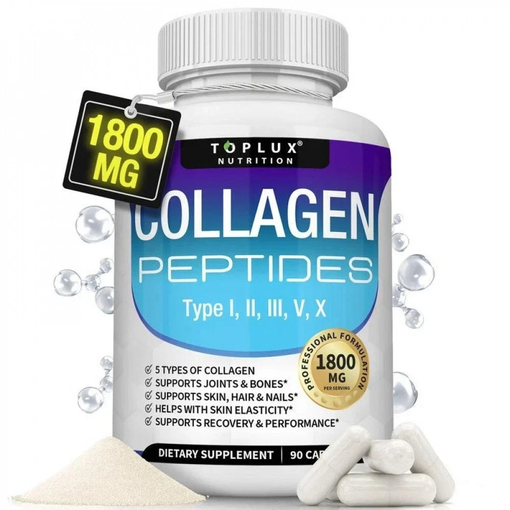5-Type Collagen Peptides 1800mg Designed for Skin & Joint Health,Toplux Nutritio