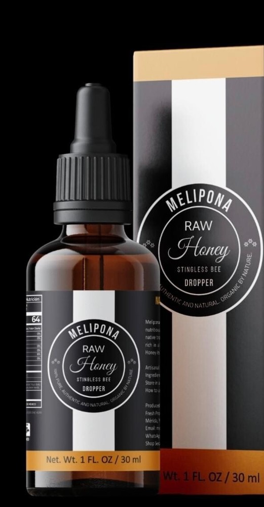 100% PURE MELIPONA RAW STINGLESS BEE HONEY NOT DILUTED 1 FL. OZ / 30 ML DROPPER