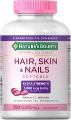 Nature’s Bounty Hair Skin & Nails, 5000 mcg Biotin Extra Strength – 250 Softgels