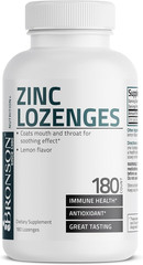Bronson Zinc Lozenges Antioxidant & Immune Supplement Lemon 180 Chewable Tablets