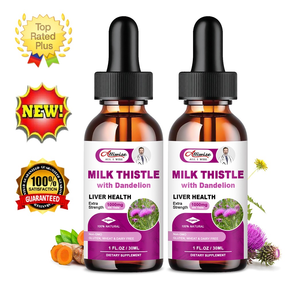 2 Bottles Milk Thistle Liquid Drop,Dandelion Root,Liver Cleanse Immune Support