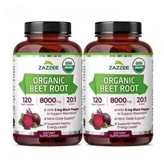 ( Capsules , 120 2 Pack ) Zazzee USDA Organic Beet Root 8000 mg Strength 20 : 1