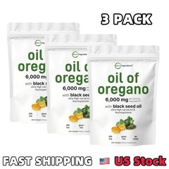 3 Pack Oil of Oregano & Black Seed Softgels Count with Carvacrol,Immune Support