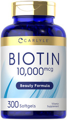 Biotin 10000mcg | 300 Softgels | Max Strength Supplement | by Carlyle