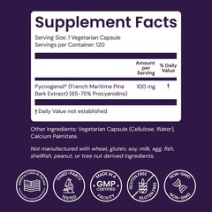 healthful Origins Pycnogenol 100 mg Super Antioxidant, Non-GMO Gluten Free 120 C