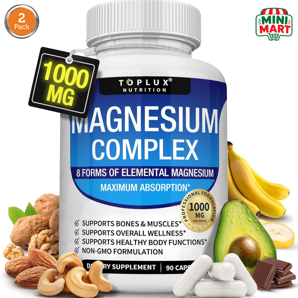 Magnesium Complex 1000mg 8 Blend Supplement 90 Capsules Pack of 2