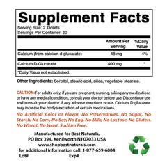 Best Naturals Calcium D-Glucarate 200 mg 120 Tablets